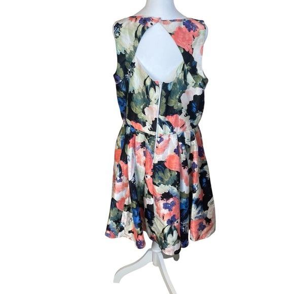 Danny & Nicole Floral Fit & Flare Dress 16 Round Neck Wedding Guest Garden Party - Picture 6 of 14